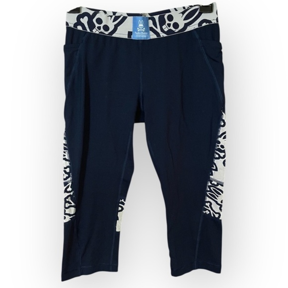 Psycho Bunny Women’s XS Blue And White Logo Print Leggings GUC